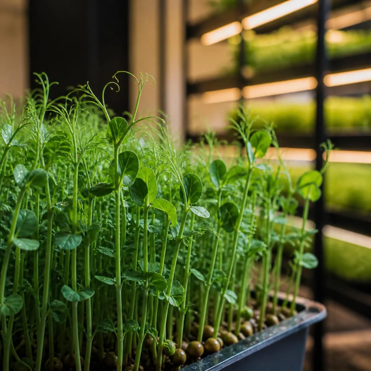 Pea shoots microgreens