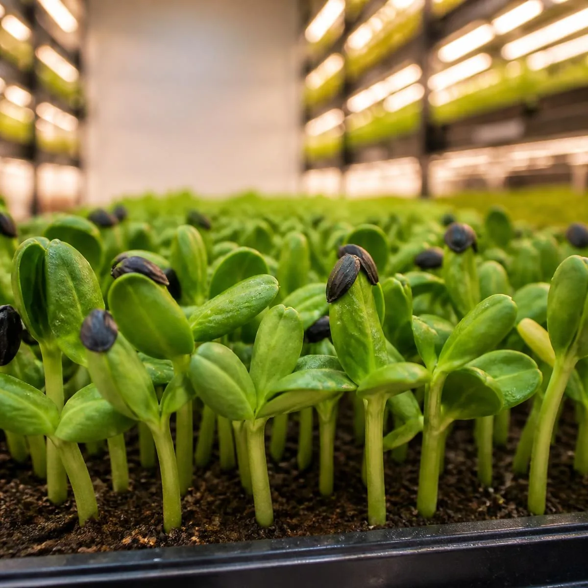 Sunflower shoots microgreens